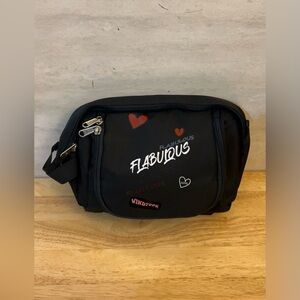 Wind Took black nylon pack with red hearts and FABULOUS text details